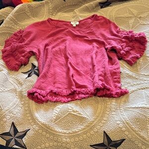 Umgee Women's Ruffled Pink Blouse